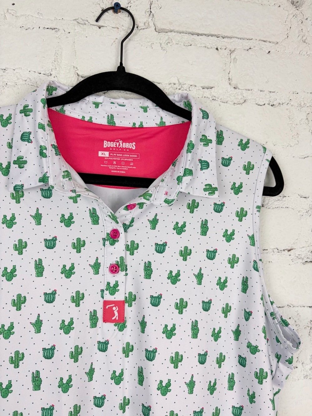 Bogey Bros Cactus Prick-ly Pear Sleeveless Polo Golf Tank Top Womans XL - Picture 3 of 8